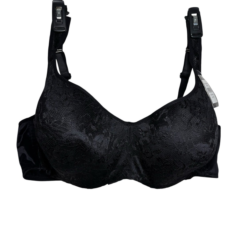 Avenue Black Lace Size 52DD Balconette Bra Underwire Adjustable straps